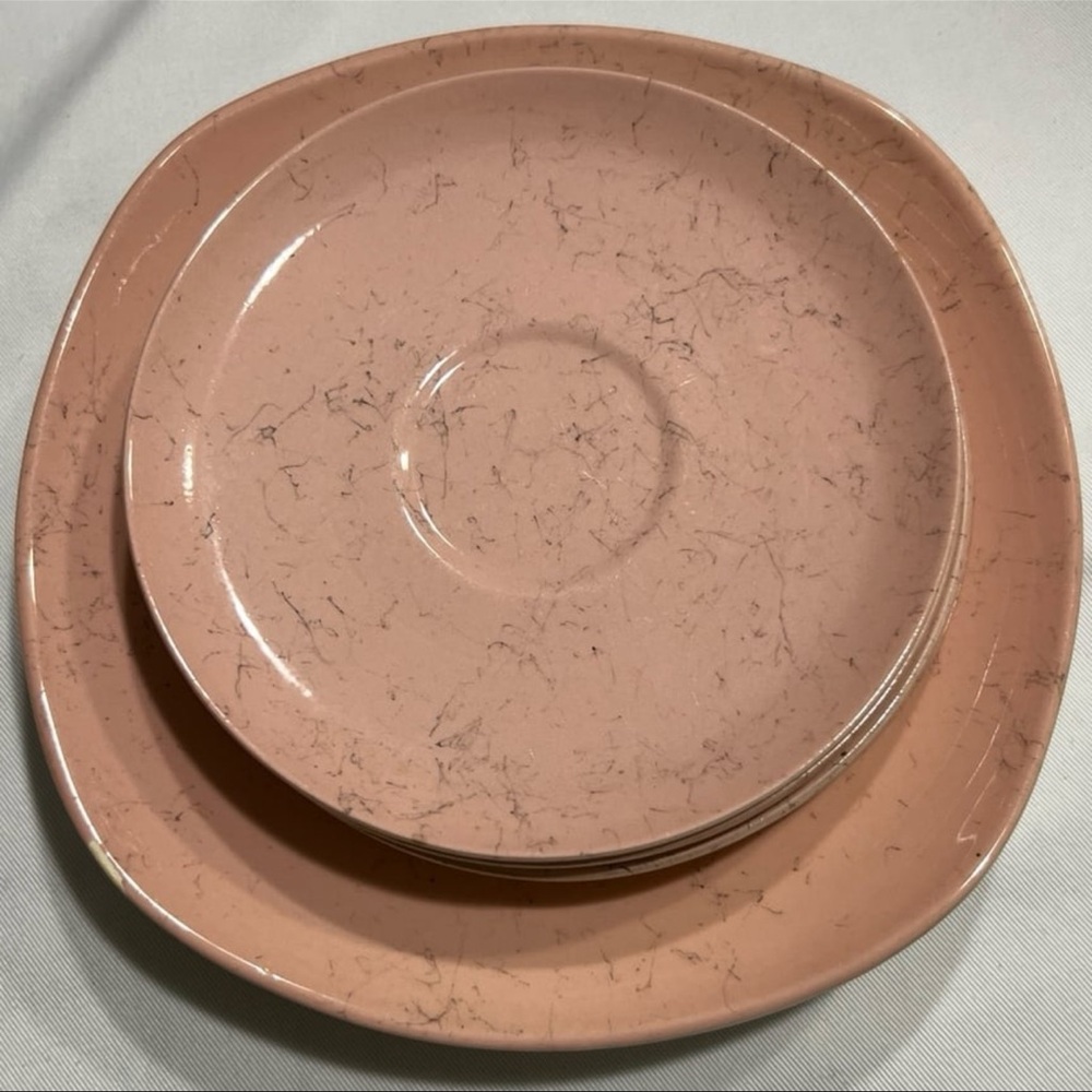8-Spiderweb Pink by BLUE RIDGE SOUTHERN POTTERY-4-8 1/2” Salad Pl & 4-6” Saucers